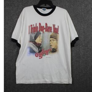 Vintage A Christmas Story Shirt Mens XL White Ringer Y2K Movie Thunder Creek